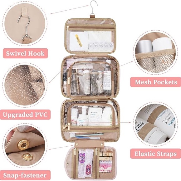 New Water-resistant Travel Toiletry Bag with 5 Spacious Compartments - Picture 4 of 6